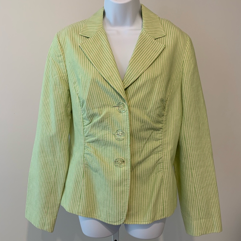 Women’s Lafayette 148 Green Seersucker Blazer